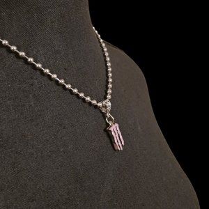 Baby Pink Monster Logo Ball Bead Choker Necklace